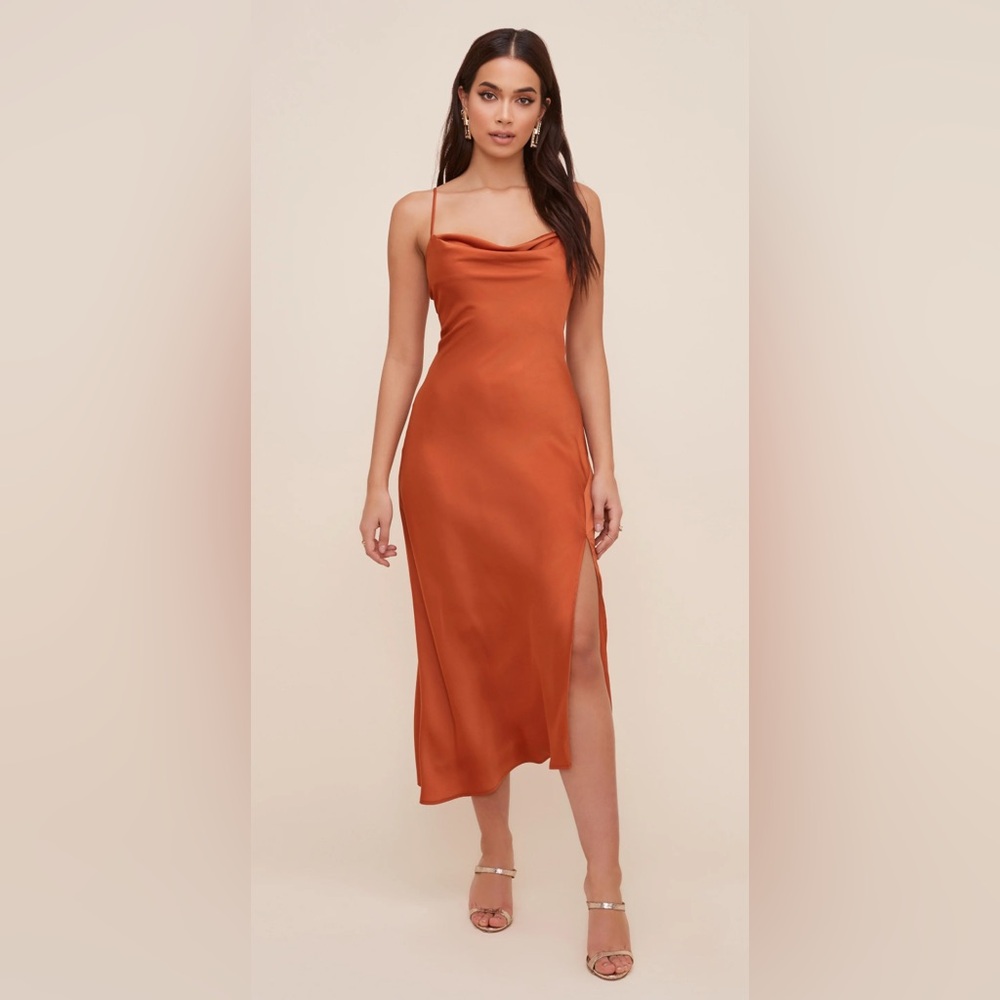 Astr Rust Midi Dress